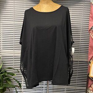 NWT $88 Black Lace Fedella Top COLLETTA M 12